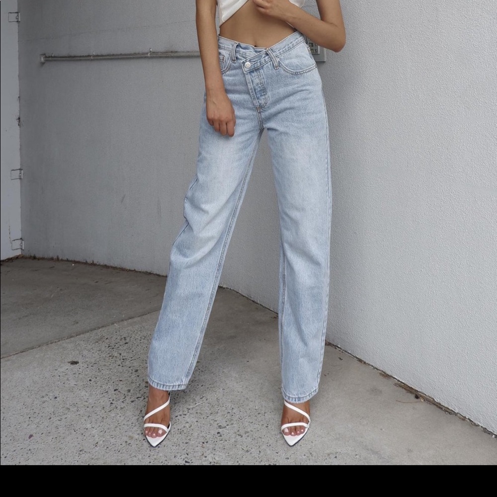 Holly asymmetric straight leg jeans